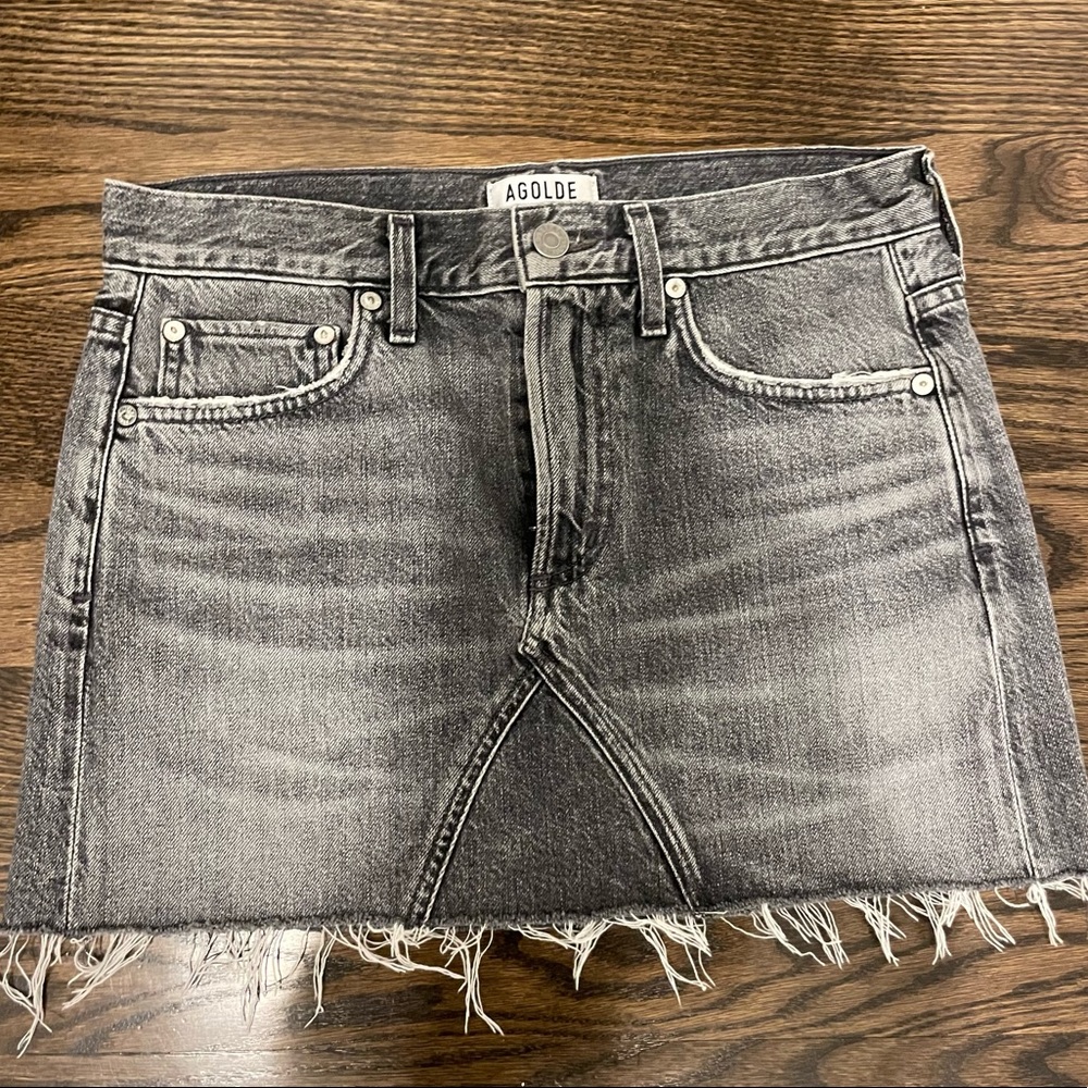 Agolde Gray Jean Mini Skirt